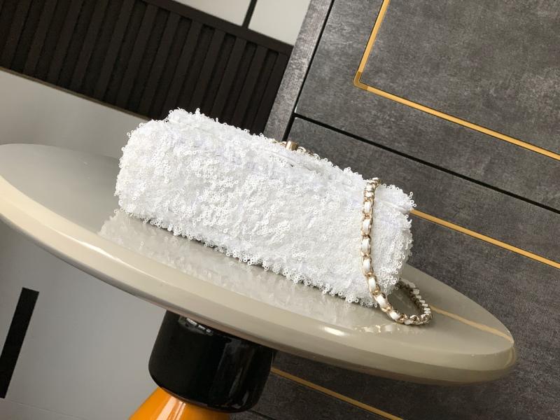Small Chanel Sequins Shoulder Bag White CF2031