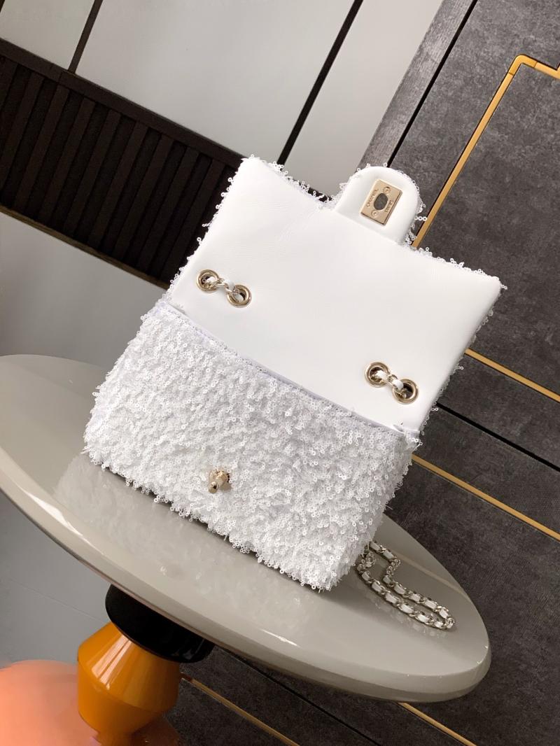 Small Chanel Sequins Shoulder Bag White CF2031