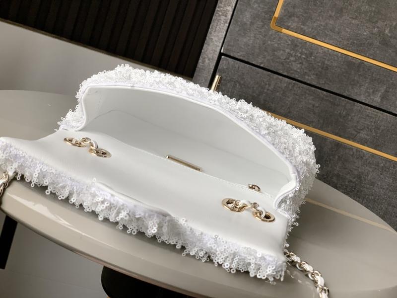 Small Chanel Sequins Shoulder Bag White CF2031