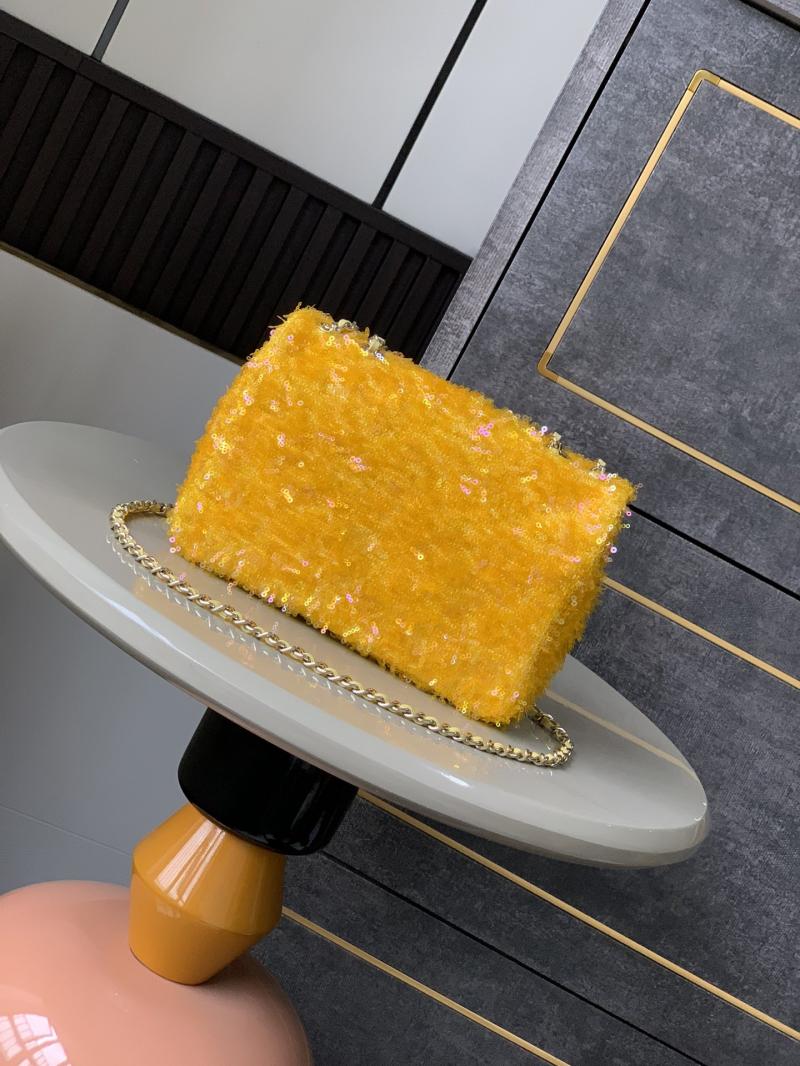 Small Chanel Sequins Shoulder Bag Yellow CF2031