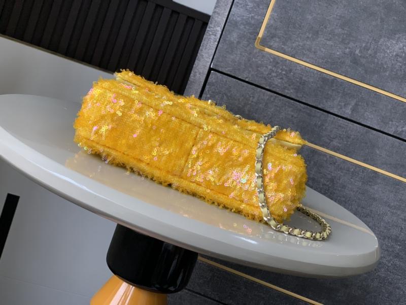 Small Chanel Sequins Shoulder Bag Yellow CF2031
