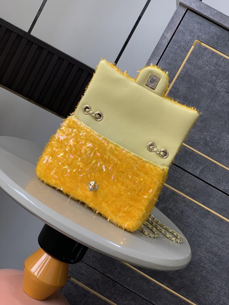 Small Chanel Sequins Shoulder Bag Yellow CF2031