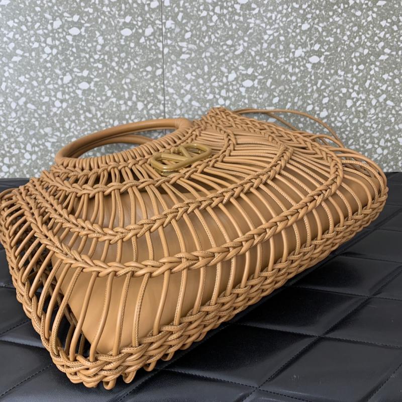 Valentino AllKnots Woven Leather Tote Brown V0997