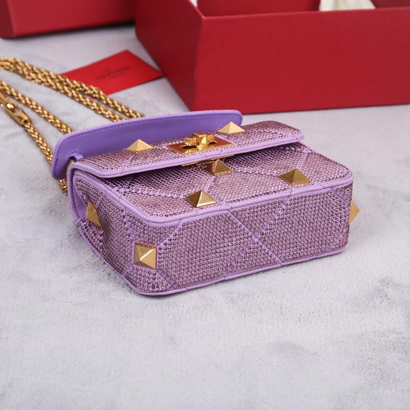 Valentino Mini Rhinestones Roman Stud Bag Purple V0135