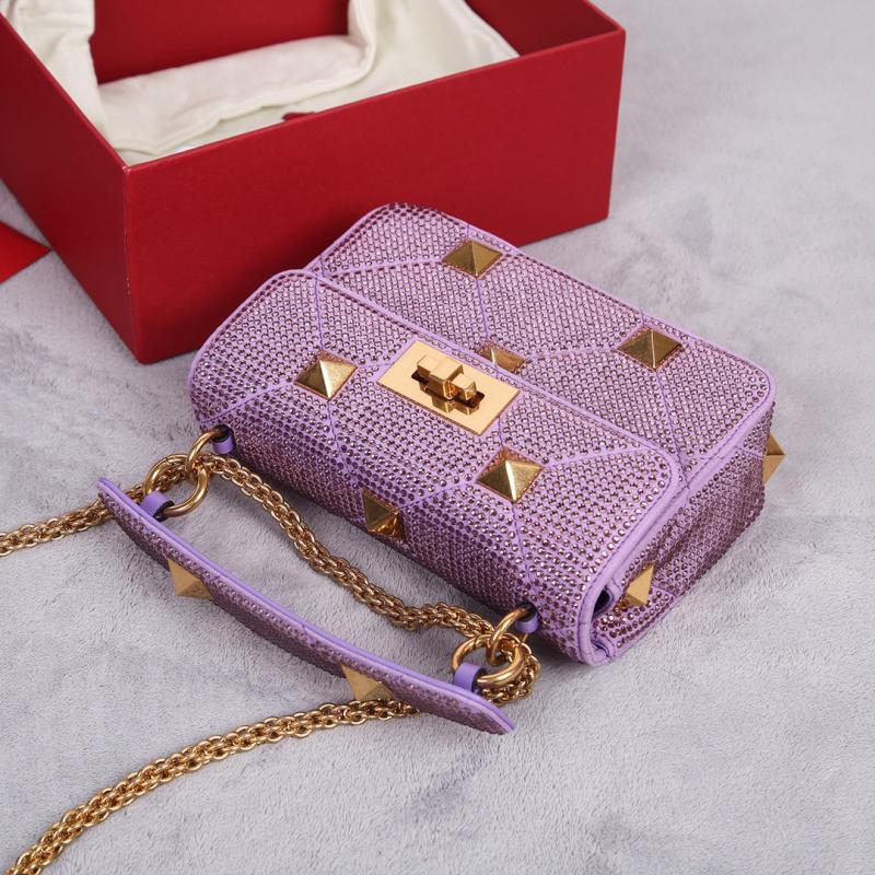 Valentino Mini Rhinestones Roman Stud Bag Purple V0135