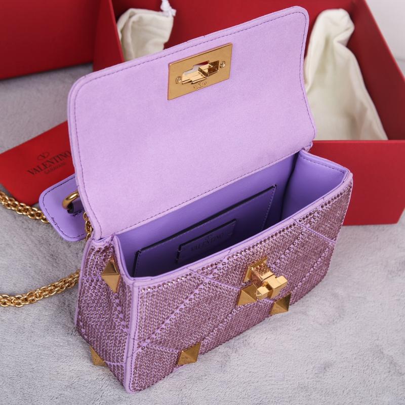 Valentino Mini Rhinestones Roman Stud Bag Purple V0135