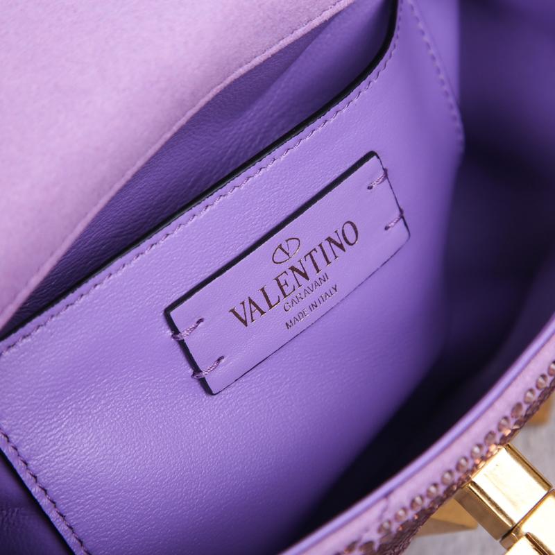 Valentino Mini Rhinestones Roman Stud Bag Purple V0135
