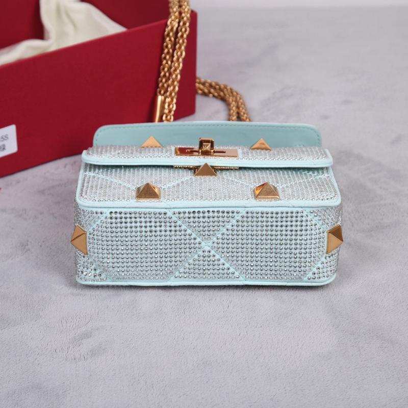 Valentino Mini Rhinestones Roman Stud Bag Blue V0135