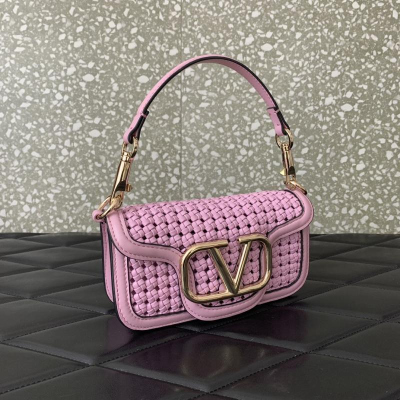 Valentino Small Loco Woven Leather Bag Pink V5041