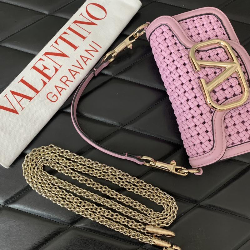 Valentino Small Loco Woven Leather Bag Pink V5041