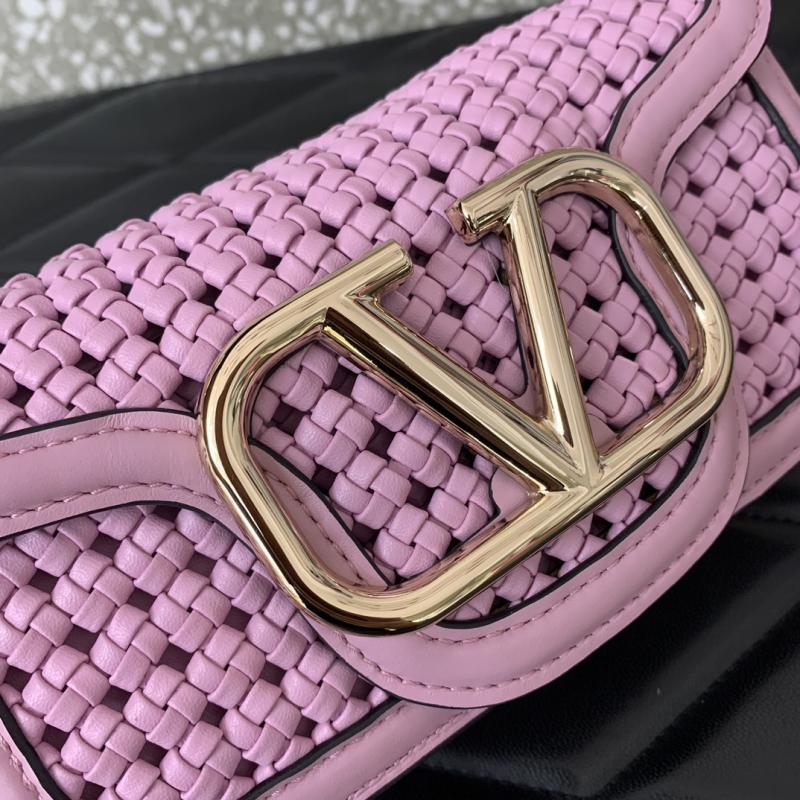 Valentino Small Loco Woven Leather Bag Pink V5041