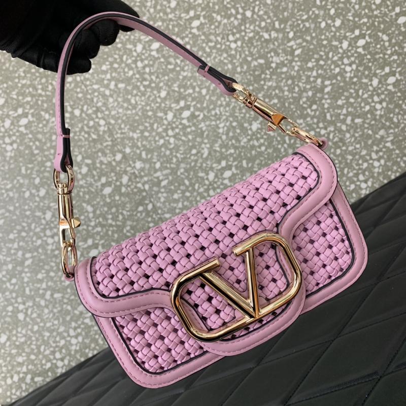 Valentino Small Loco Woven Leather Bag Pink V5041