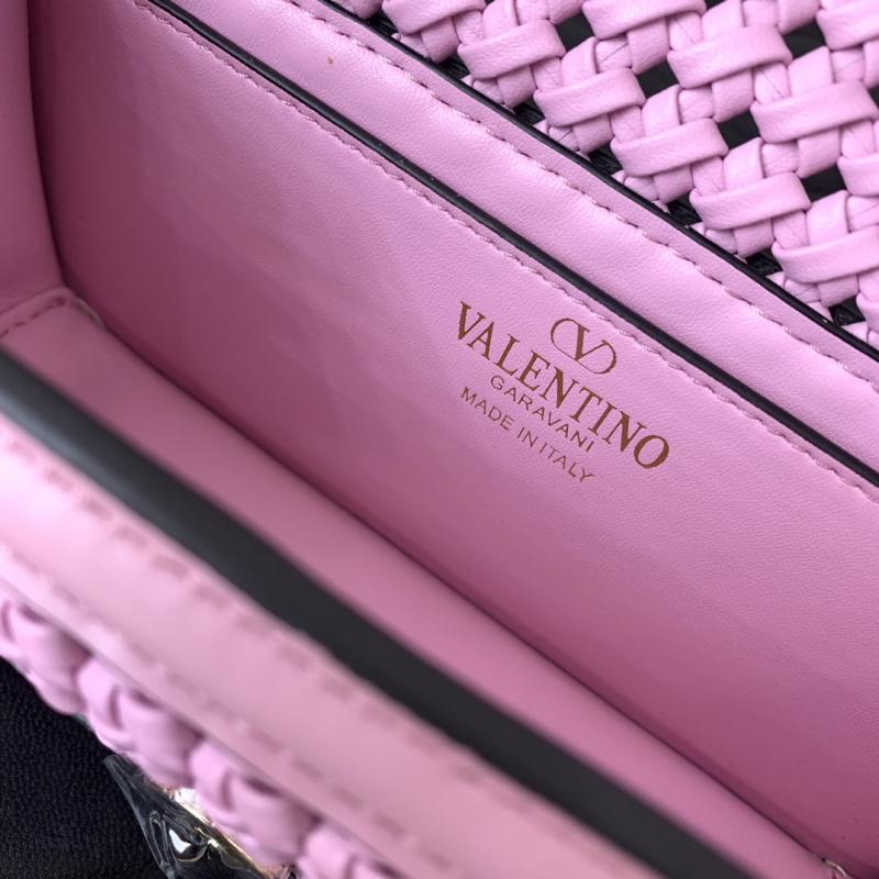 Valentino Small Loco Woven Leather Bag Pink V5041