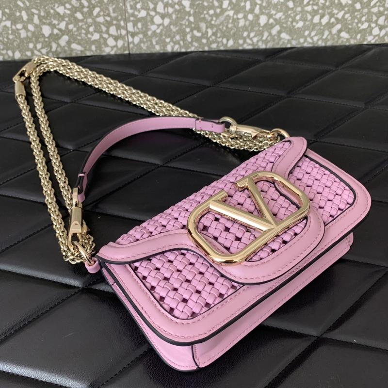 Valentino Small Loco Woven Leather Bag Pink V5041