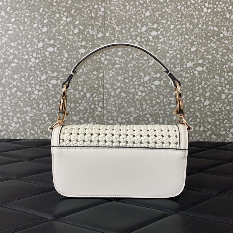 Valentino Small Loco Woven Leather Bag White V5041