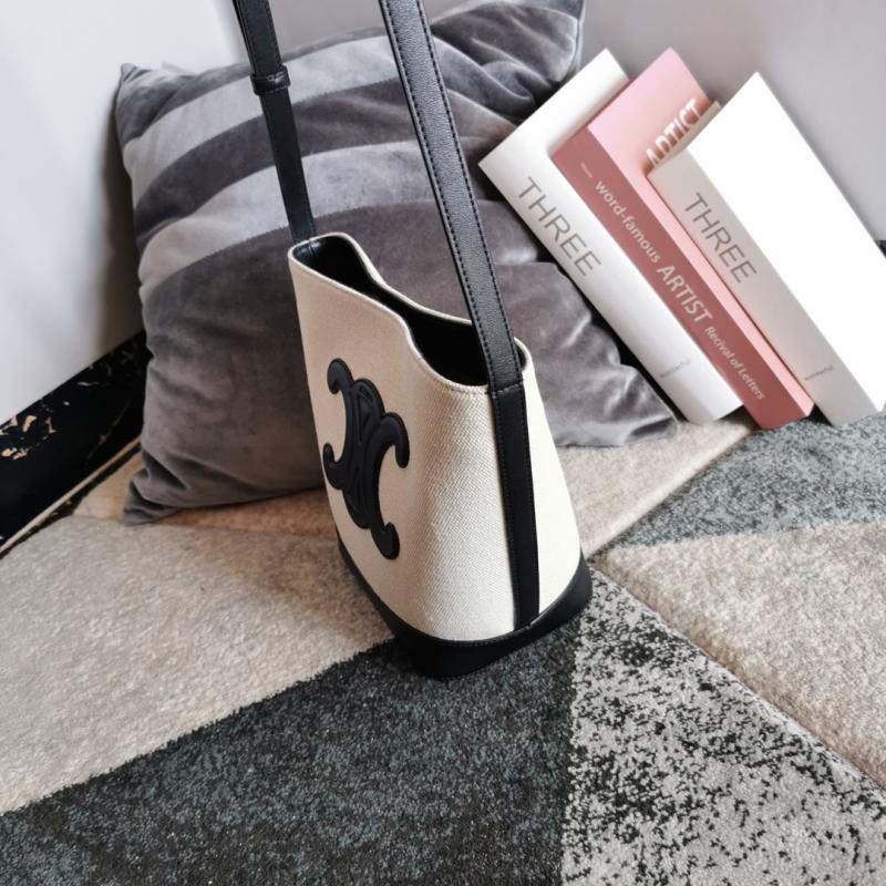 Celine Small Canvas Bucket Bag Black 198242