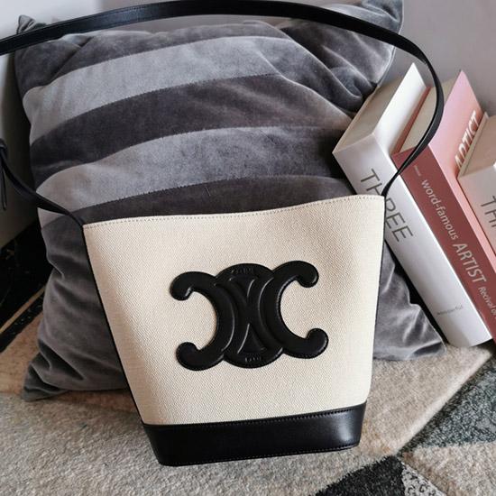 Celine Small Canvas Bucket Bag Black 198242