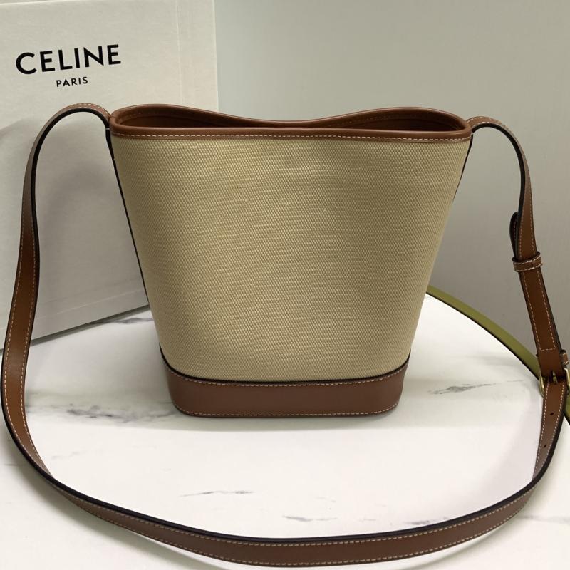 Celine Small Canvas Bucket Bag Brown 198242