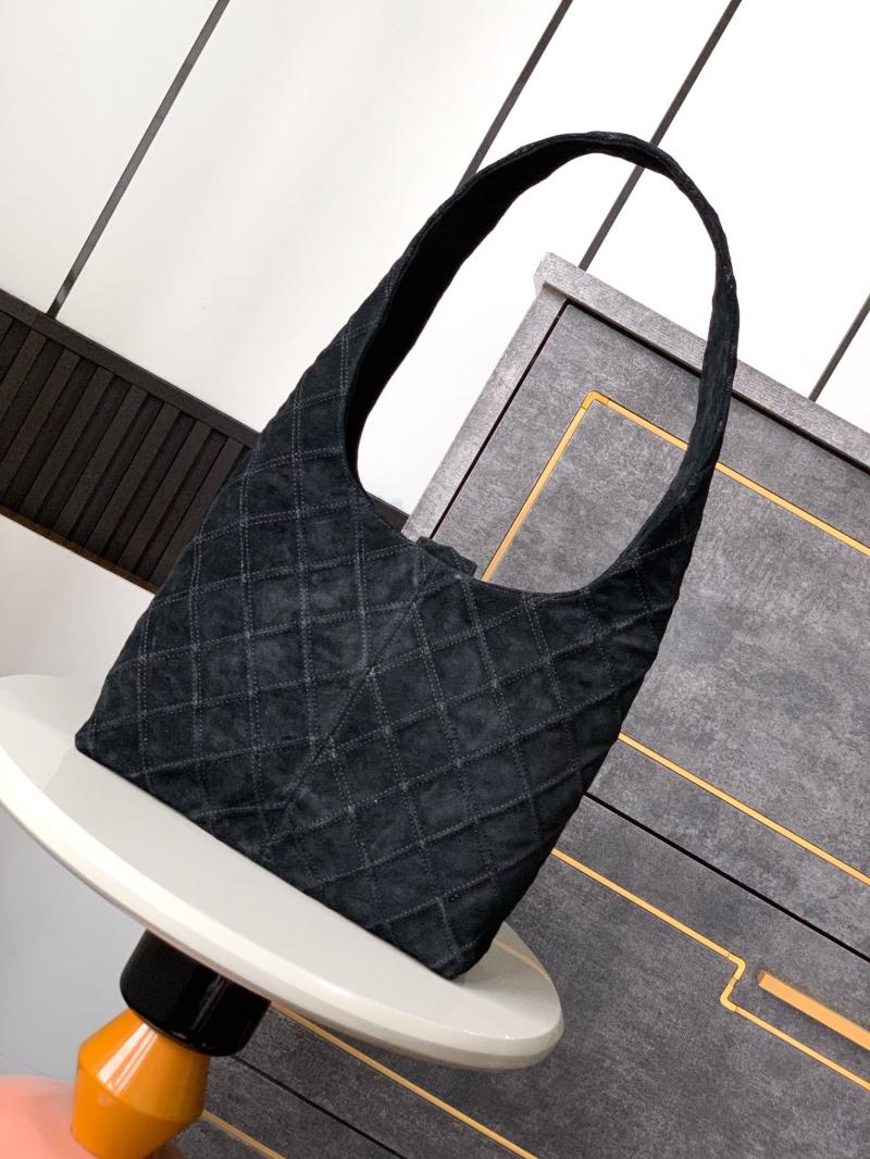 Chanel Suede Stitched Hobo Bag Black AS7342