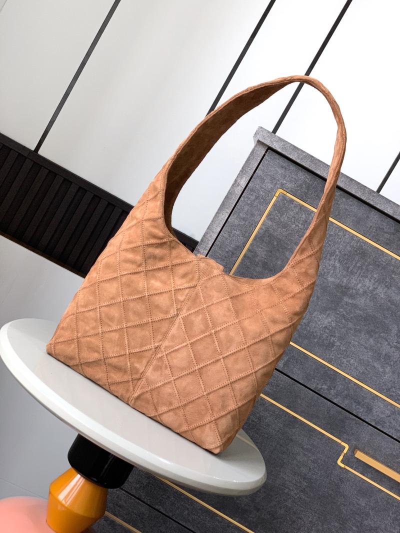 Chanel Suede Stitched Hobo Bag Camel AS7342