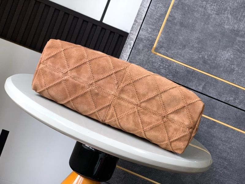 Chanel Suede Stitched Hobo Bag Camel AS7342