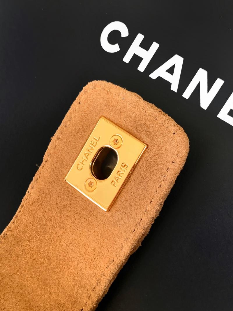 Chanel Suede Stitched Hobo Bag Camel AS7342