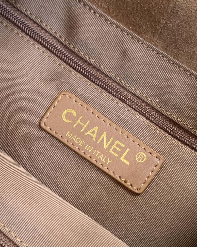 Chanel Suede Stitched Hobo Bag Camel AS7342