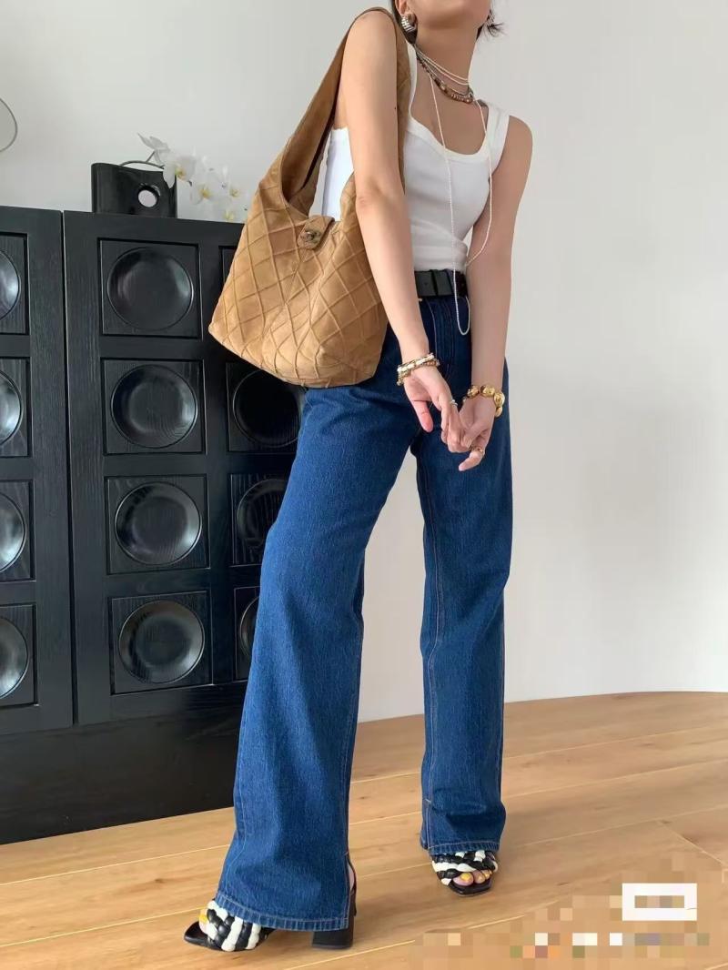 Chanel Suede Stitched Hobo Bag Camel AS7342