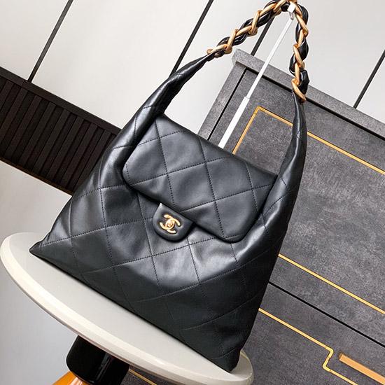 Chanel Calfskin Hobo Bag Black AS0423