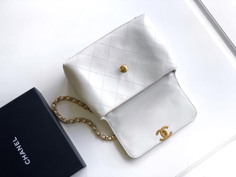 Chanel Flap Bag With Top Handle White AS5467