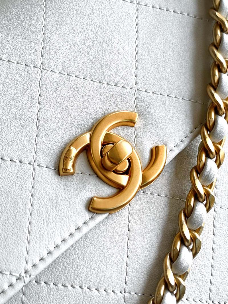 Chanel Flap Bag With Top Handle White AS5467
