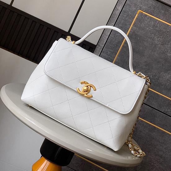 Chanel Flap Bag With Top Handle White AS5467