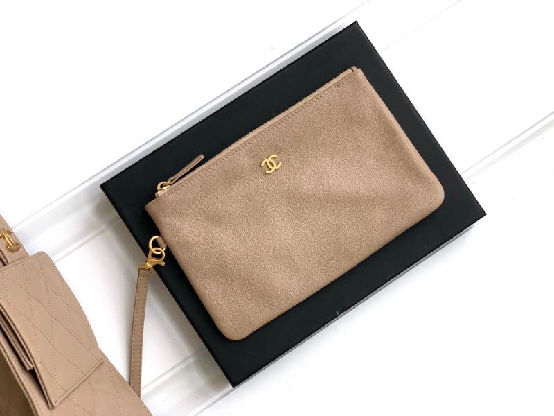 Chanel Grained Calfskin 25 Medium Handbag Beige AS5311