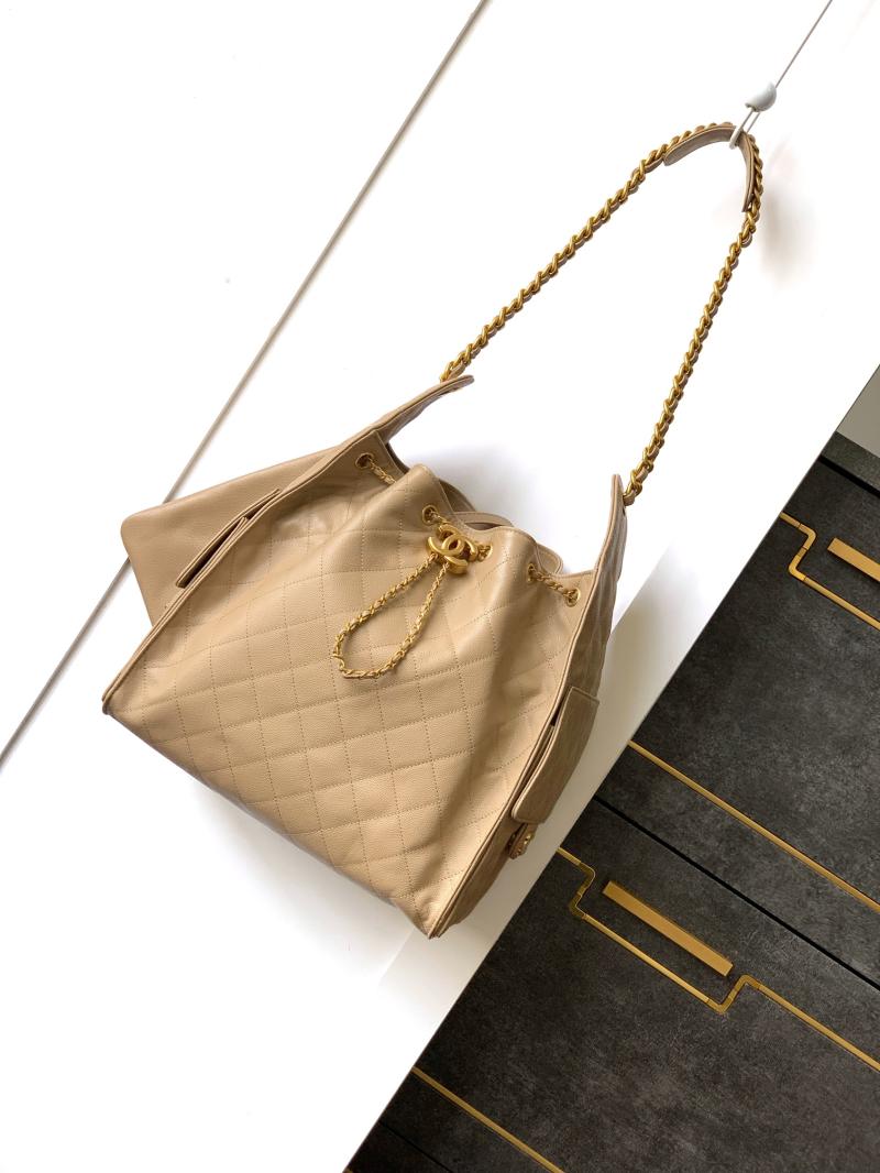Chanel Grained Calfskin 25 Medium Handbag Beige AS5311