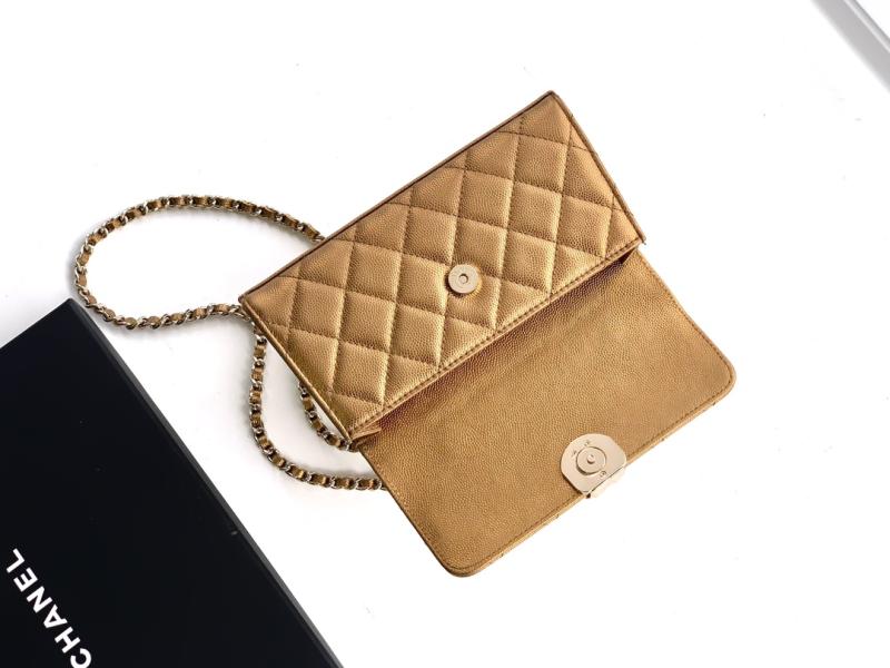 Chanel Phone Holder with Chain Bronze Gold AP3238