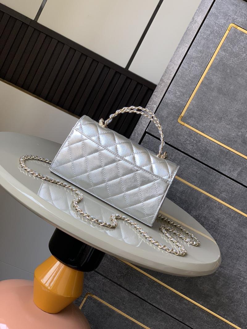 Chanel Phone Holder with Chain Silver AP3238