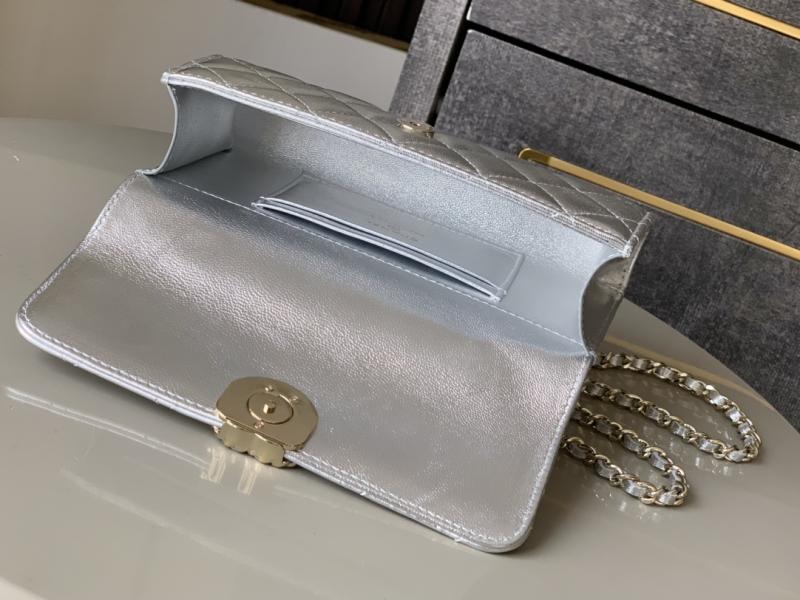 Chanel Phone Holder with Chain Silver AP3238