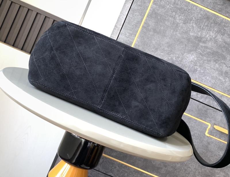 Chanel Suede Flap Shoulder Bag Black A99935