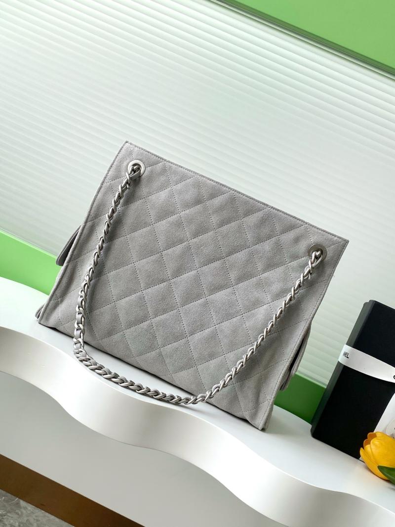 Chanel Suede Shoulder Bag Grey AS5303
