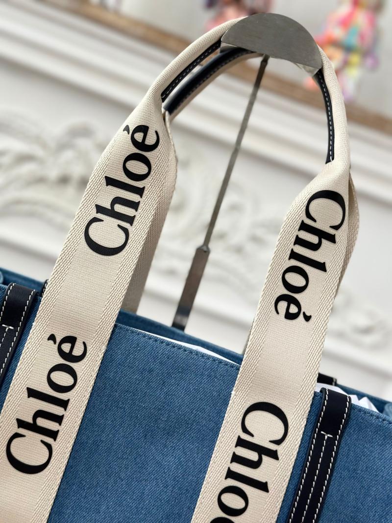 Chloe Woody tote bag in Blue Denim C7566