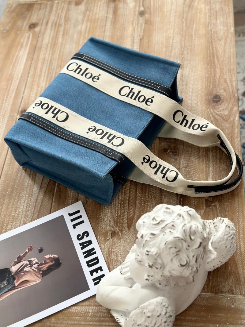 Chloe Woody tote bag in Blue Denim C7566