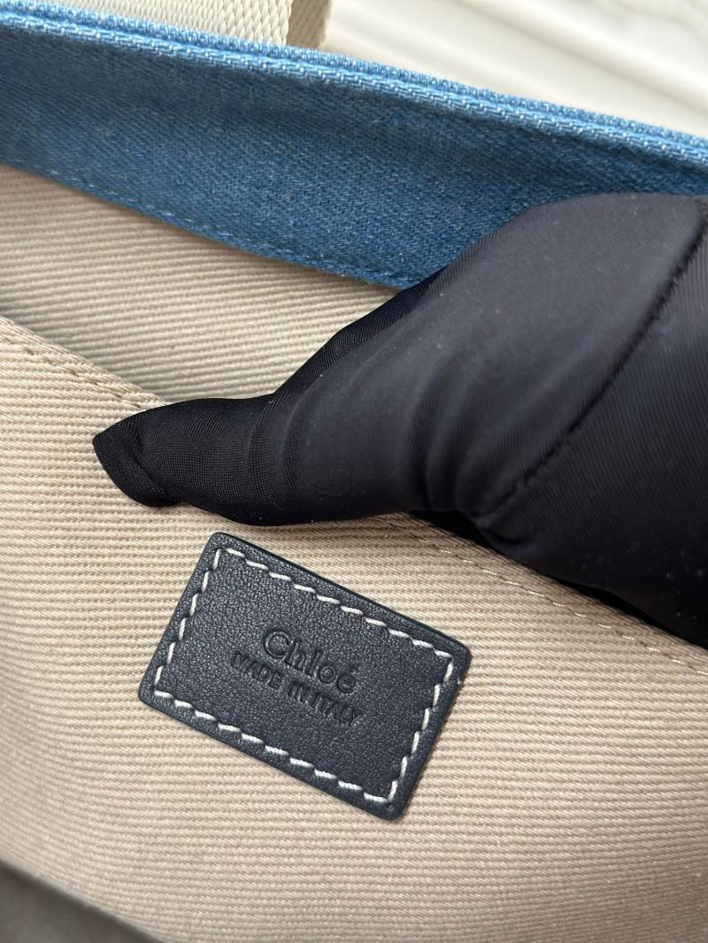 Chloe Woody tote bag in Blue Denim C7566