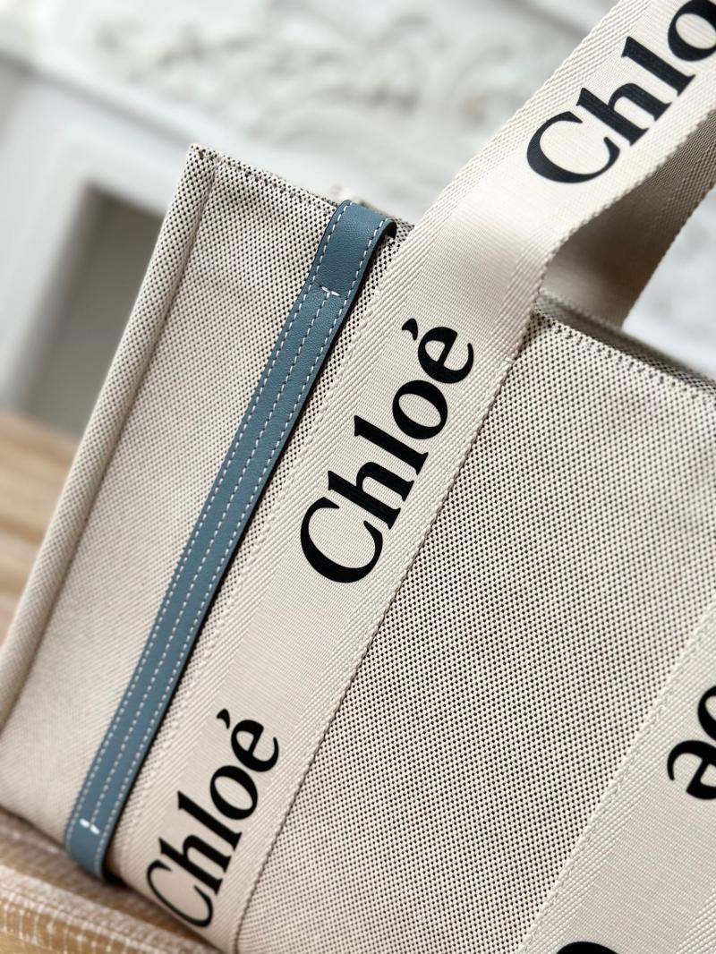 Chloe Woody tote bag in Cotton Canvas Blue C7565