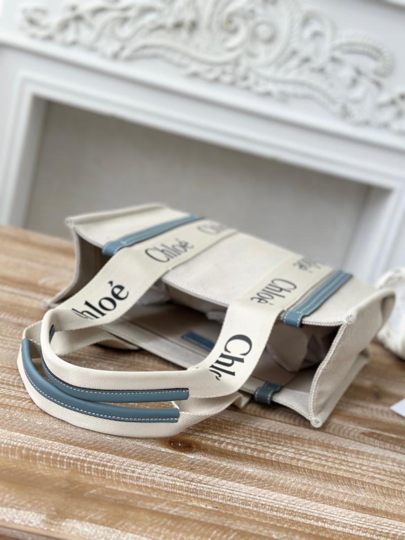Chloe Woody tote bag in Cotton Canvas Blue C7565