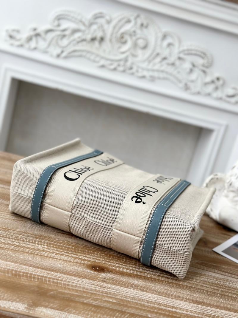 Chloe Woody tote bag in Cotton Canvas Blue C7565