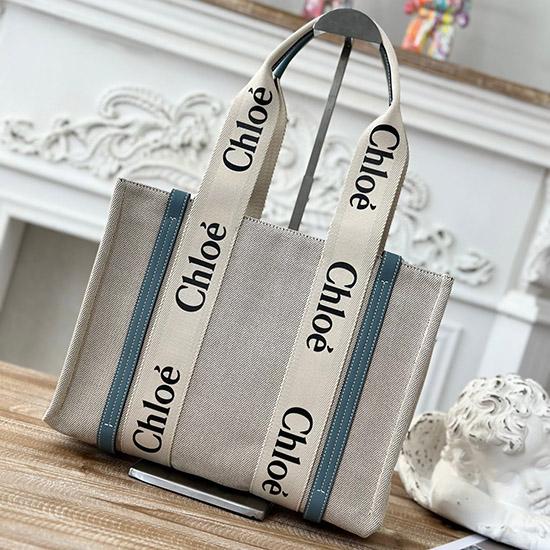 Chloe Woody tote bag in Cotton Canvas Blue C7565