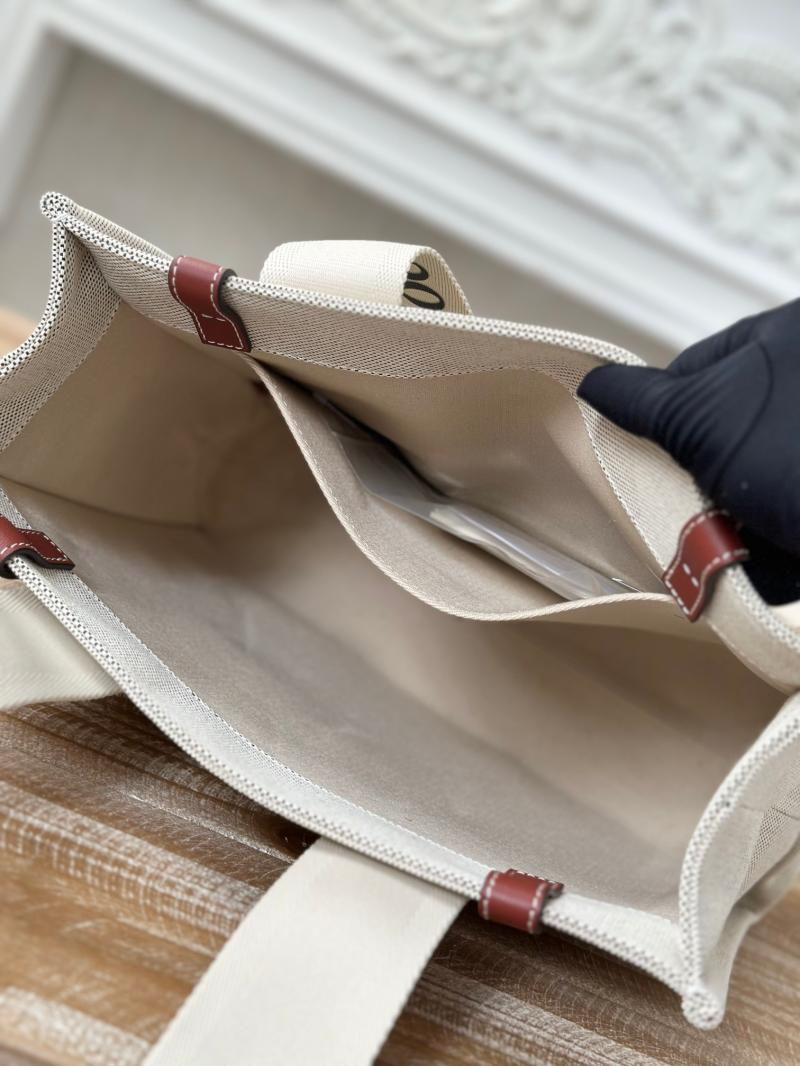 Chloe Woody tote bag in Cotton Canvas Brown C7565