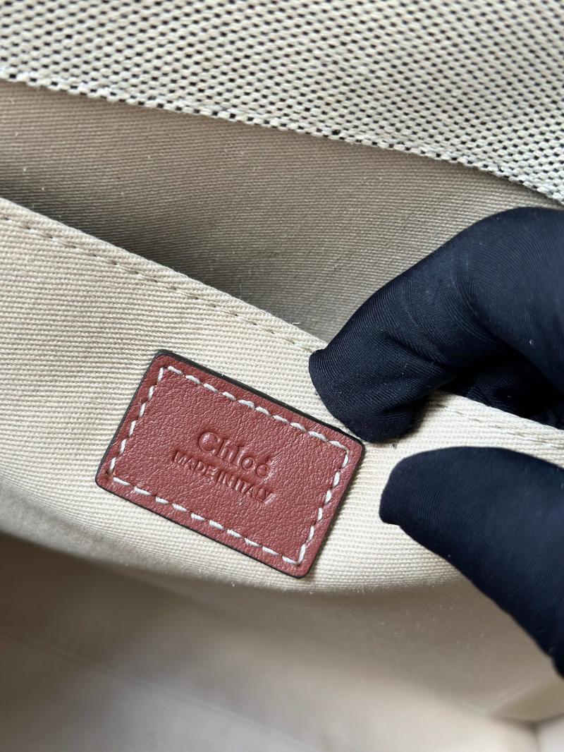 Chloe Woody tote bag in Cotton Canvas Brown C7565