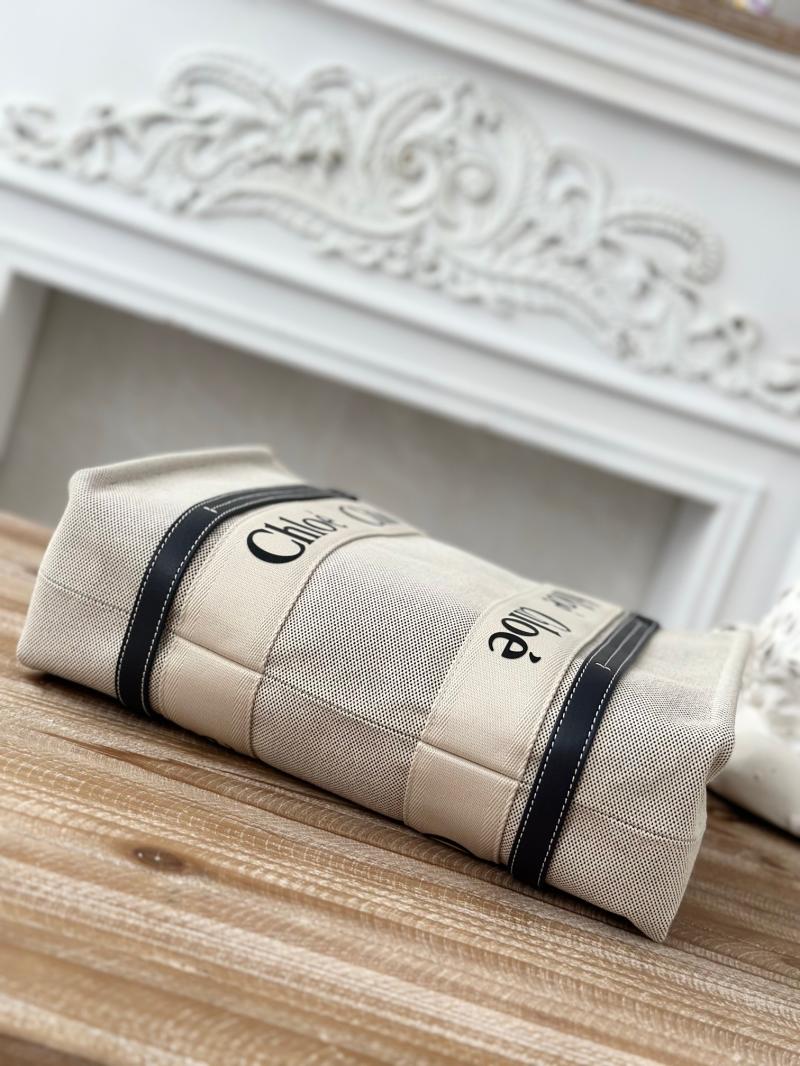 Chloe Woody tote bag in Cotton Canvas Navy C7565