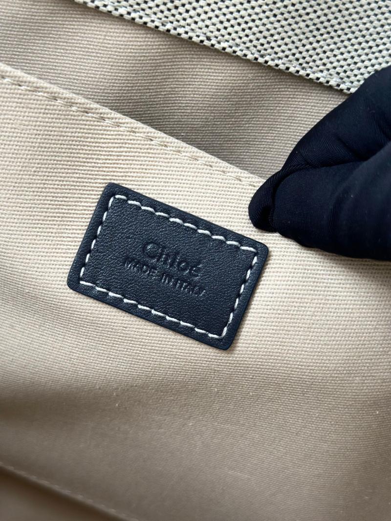 Chloe Woody tote bag in Cotton Canvas Navy C7565